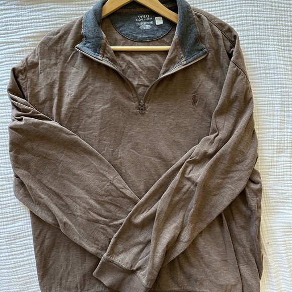 Ralph Lauren Luxury Brown Quarter-Zip Sweater - Picture 7 of 8